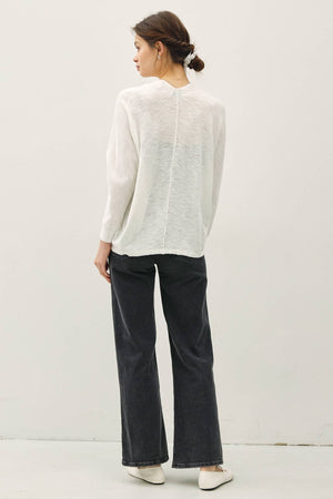 OPEN FRONT DOLMAN SLEEVE SLUB CARDIGAN-Blue Hand Home
