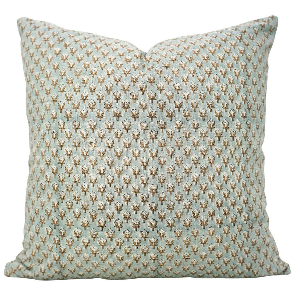 Elegant Hand Block Printed Viscose Linen Pillow Cover- Mogra-Blue Hand Home