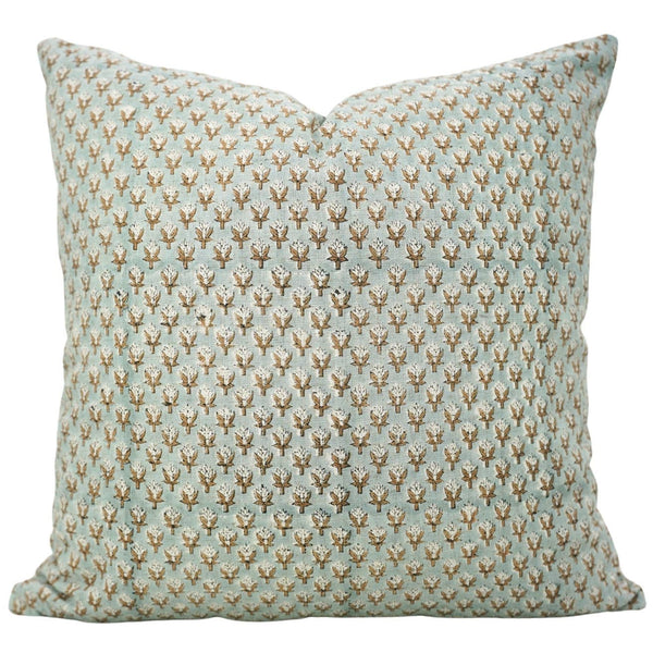 Elegant Hand Block Printed Viscose Linen Pillow Cover- Mogra-Blue Hand Home