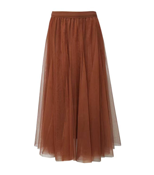 20 Colors Flowy Elastic Waist Tulle Pleated Skirt