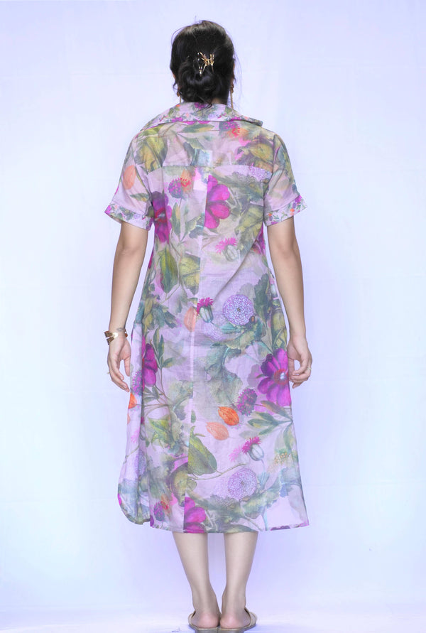Tallulah Dress - Pink Floral-Blue Hand Home