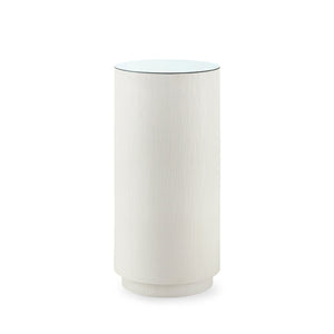 Aaron 2-Drawer Side Table with Glass Top, Sand White