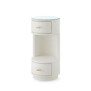 Aaron 2-Drawer Side Table with Glass Top, Warm Chocolate