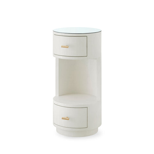Aaron 2-Drawer Side Table with Glass Top, Warm Chocolate
