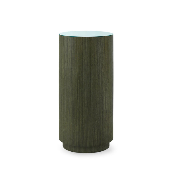 Aaron 2-Drawer Side Table with Glass Top, Deep Olive