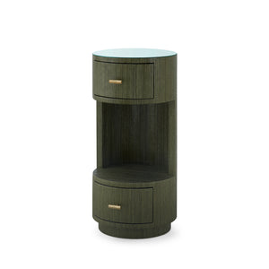 Aaron 2-Drawer Side Table with Glass Top, Warm Chocolate