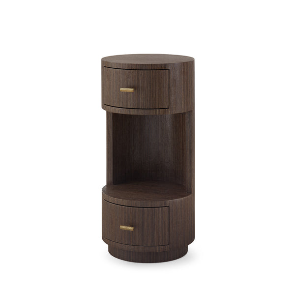 Aaron 2-Drawer Side Table with Glass Top, Warm Chocolate