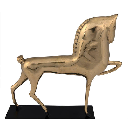 Horse On Stand, Brass-Noir Furniture-Blue Hand Home