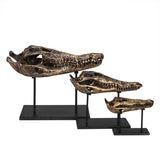 Brass Alligator On Stand, Large-Noir Furniture-Blue Hand Home