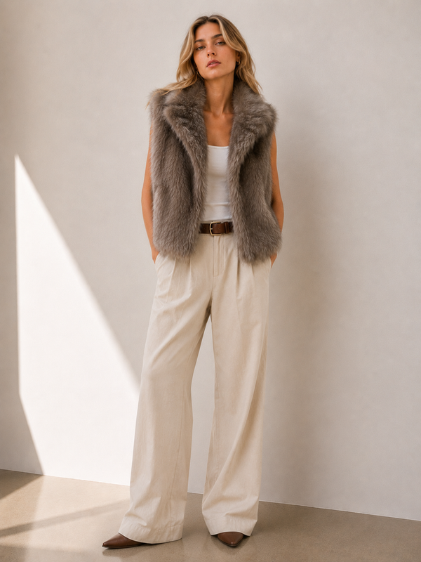 Shelter Island Faux Fur Collar Vest Faux Fur Vest