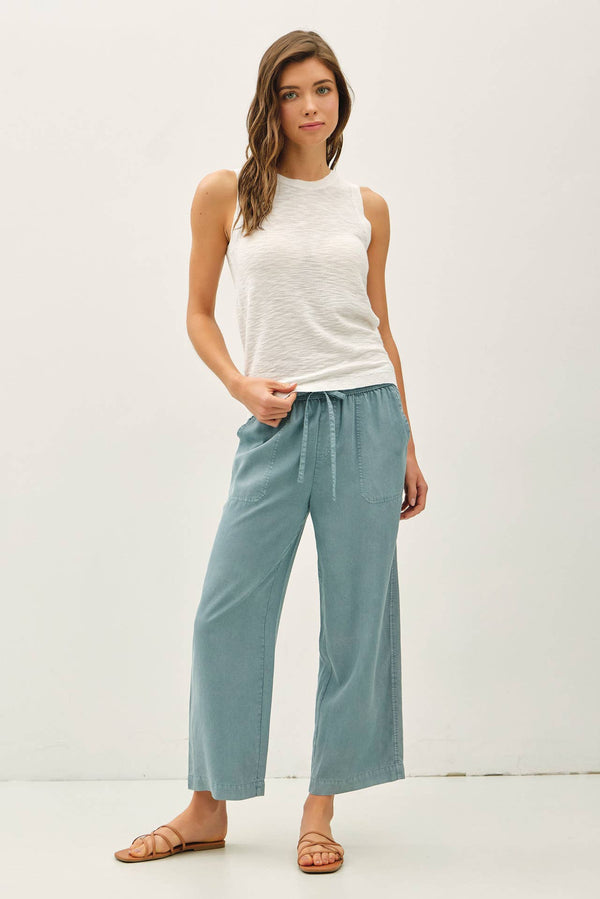 [NEW COLOR]ROUND NECK SLEEVELESS SLUB KNIT TOP-Blue Hand Home