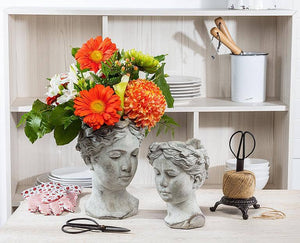 Women Head Planter-Blue Hand Home