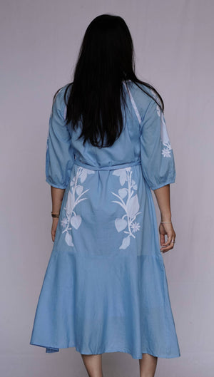 Botanical Blue Shirt Dress