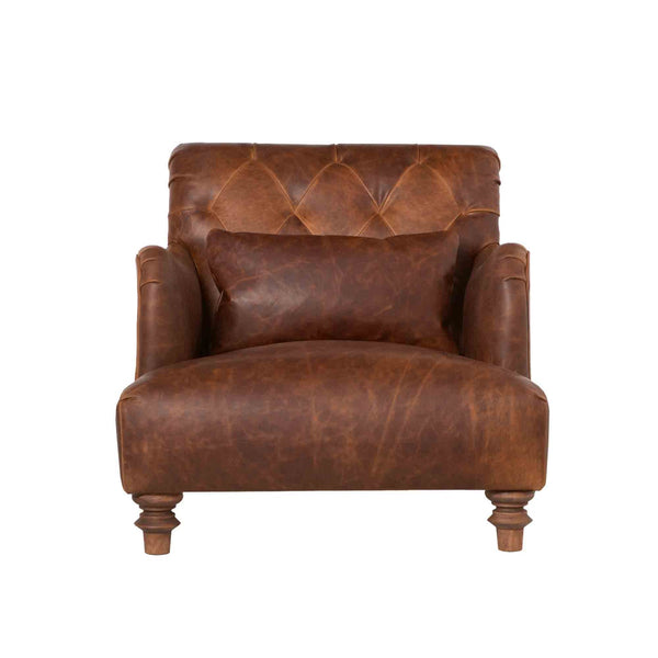Acacia Chair Leather-Blue Hand Home