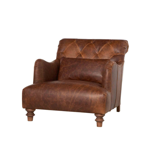 Acacia Chair Leather-Blue Hand Home