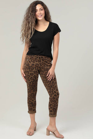 NP746-BW94 LEOPARD PRINT JOGGER PANTS-Blue Hand Home