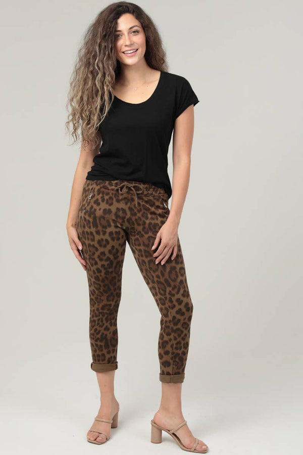 NP746-BW94 LEOPARD PRINT JOGGER PANTS-Blue Hand Home
