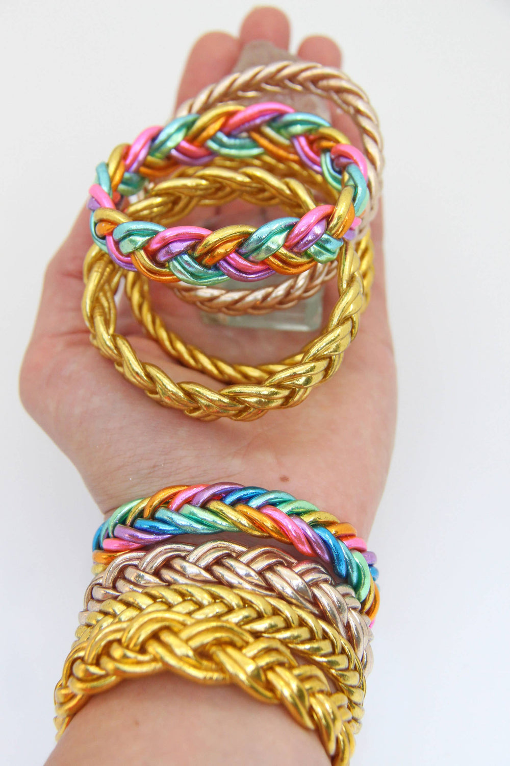 Single Mantra Bangle, Braided Thai Buddhist Temple Bracelet-Blue Hand Home
