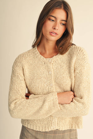 5261ik Textured Button Front Knit Cardigan Sweater