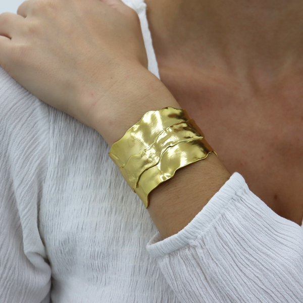 Parchment Texture Cuff Bracelet-Blue Hand Home