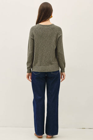 [NEW SHADE]RAGLAN SLEEVE SLUB PULLOVER SWEATER-Blue Hand Home