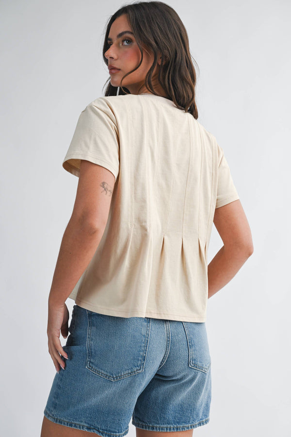 8613HK Pleated Swing Tee Top-Blue Hand Home
