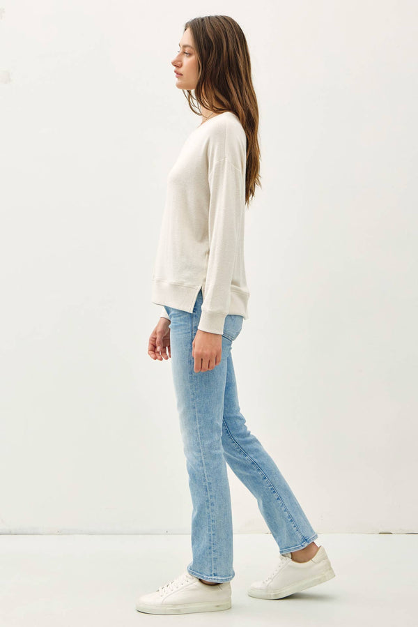 BUTTERY HACCI BRUSHED PULLOVER KNIT TOP-Blue Hand Home