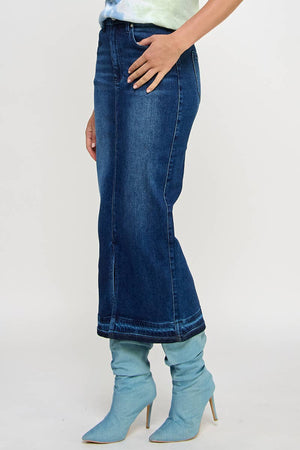 Released Hem Maxi Skirt-Blue Hand Home