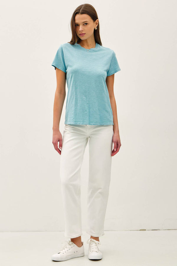 Classic Cut Acid Wash Cotton T-Shirt-Blue Hand Home