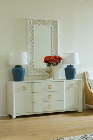 Aksel Lamp with Shade 17-inch White Linen, with Gold-Blue Hand Home