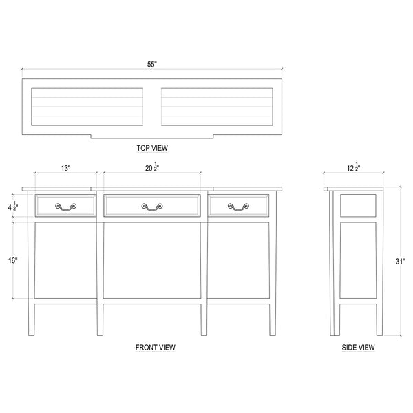 Amherst Narrow Console Table-Blue Hand Home