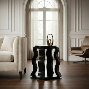 Anora Side Table in Hand-Rubbed Black Mahogany Finish-Noir Furniture-Blue Hand Home