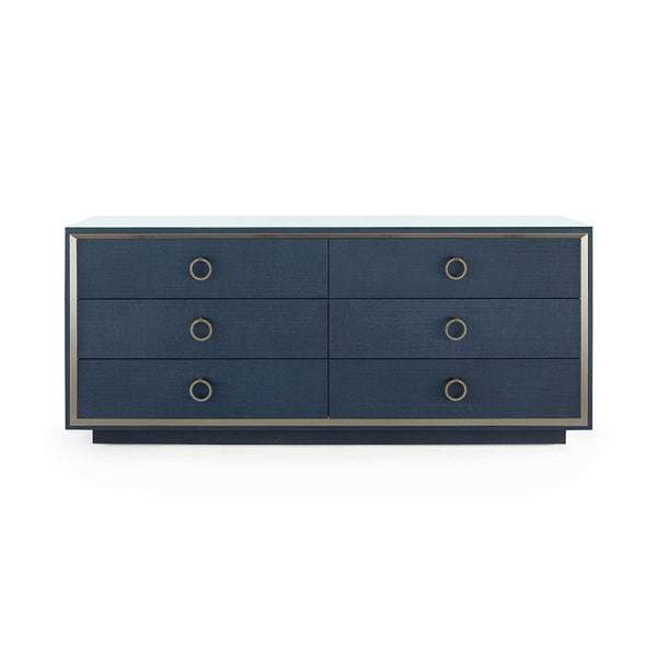 Ansel Extra Large 6-Drawer with Glass Top, Blue Steel