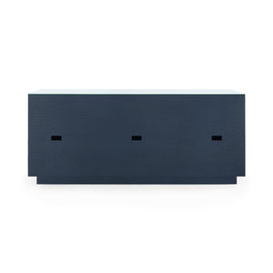 Ansel Extra Large 6-Drawer with Glass Top, Blue Steel