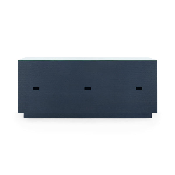 Ansel Extra Large 6-Drawer with Glass Top, Blue Steel