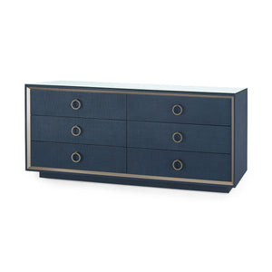 Ansel Extra Large 6-Drawer with Glass Top, Chiffon White