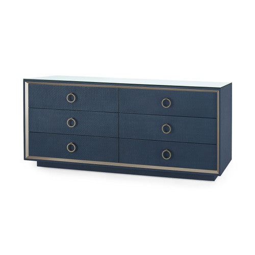 Ansel Extra Large 6-Drawer with Glass Top, Chiffon White
