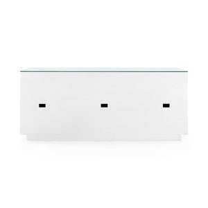 Ansel Extra Large 6-Drawer with Glass Top, Chiffon White