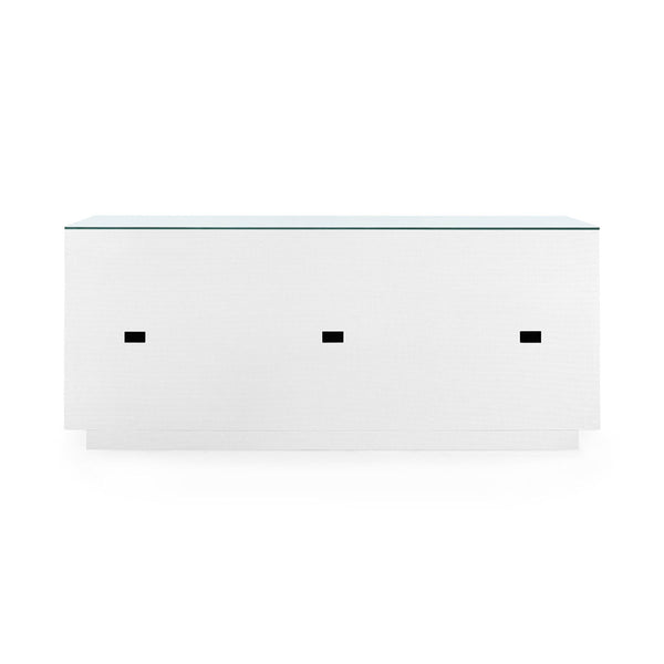 Ansel Extra Large 6-Drawer with Glass Top, Chiffon White