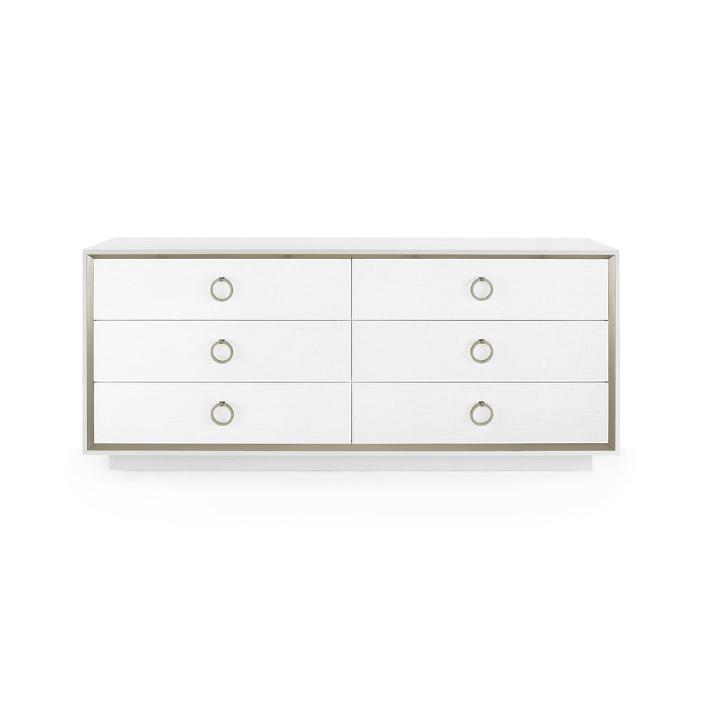 Ansel Extra Large 6-Drawer, Chiffon White-Blue Hand Home