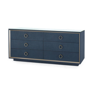 Ansel Extra Large 6-Drawer with Glass Top, Blue Steel