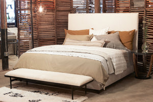 Chic April Upholstered Bed Frame: Sustainable FSC Wood, Easy-Care Slipcover, Multiple Sizes