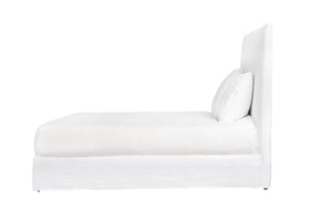 April Tall Upholstered Bed Frame with Removable Slipcover, Modern Design
