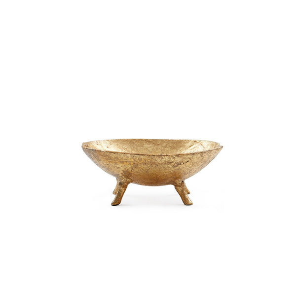 Aurelia Bowl, Gold Leaf - Hand-Cast Metal Oval Decorative Catchall