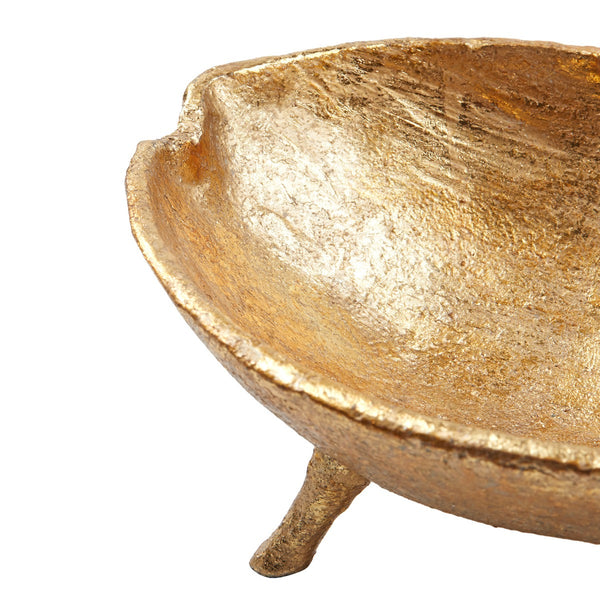 Aurelia Bowl, Gold Leaf - Hand-Cast Metal Oval Decorative Catchall