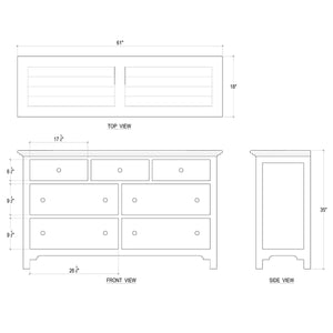 Aries 7 Drawer Dresser-Blue Hand Home