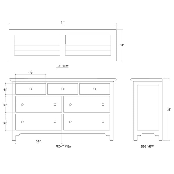 Aries 7 Drawer Dresser-Blue Hand Home