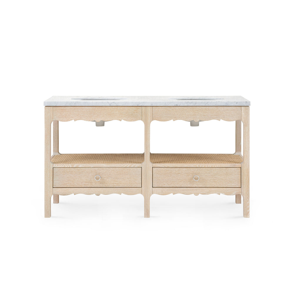 Arianna 2-Drawer Cabinet with 60" Marble Vanity Top, Sand-Blue Hand Home