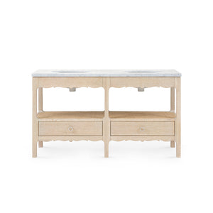 Arianna 2-Drawer Cabinet with 60" Marble Vanity Top, Sand-Blue Hand Home