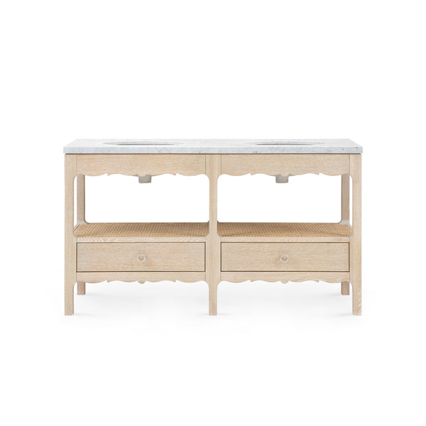 Arianna 2-Drawer Cabinet with 60" Marble Vanity Top, Sand-Blue Hand Home